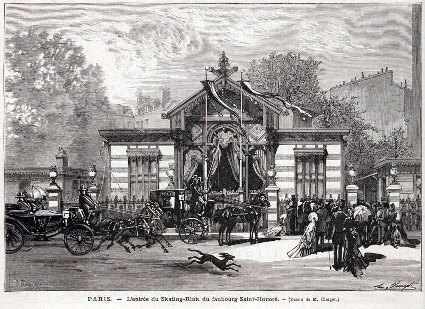 Entrée du Skating Rink du Faubourg Saint-Honoré (le Monde Illustré du 22 juillet 1876)